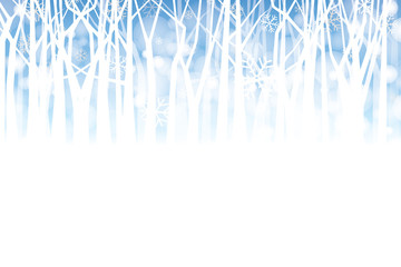Winter landscape with snowflakes and bokeh background. Vector illustration