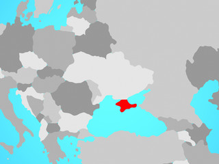 Crimea on blue political globe.