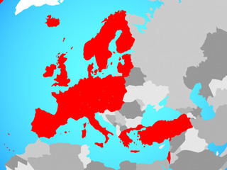 OECD European members on blue political globe.