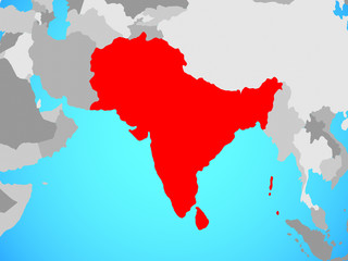 SAARC memeber states on blue political globe.