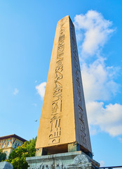 The Obelisk of Theodosius, an ancient Egyptian obelisk in the Hippodrome of Constantinople. SultanAhmet Square. Istanbul, Turkey.