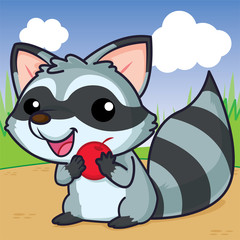 Raccoon cartoon, cartoon cute, animal cute