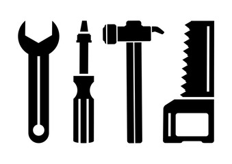 Set of icons of building tools. Vector illustration