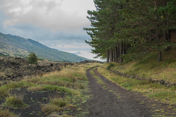 Autumn season on the Etna volcano