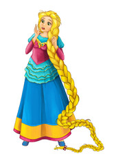 cartoon fairy tale character - happy princess standing looking surprised - illustration for children