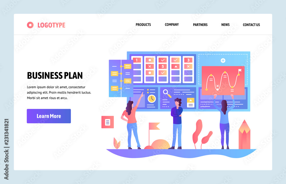Aufkleber vector web site gradient design template. business plan and marketing dashboard. landing page concep