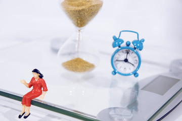 Abstract photo on a diet theme. Scales on a white background