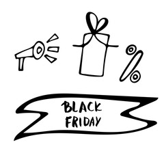Black Friday vector text with decoration.