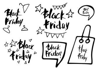 Black Friday vector text with decoration.