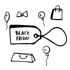 Black Friday vector text with decoration.