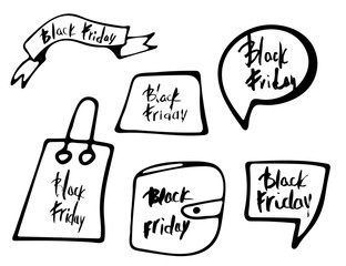 Black Friday vector text with decoration.