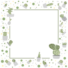 Vector compositon of doodle cactus design set.