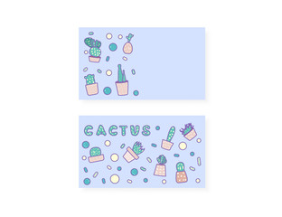 Vector compositon of doodle cactus design set.