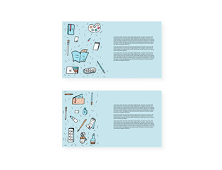 Set of vector doodle stationery. Office supplies.