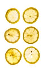 Cross-section of a lemon on a lumen isolated on a white background.