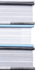  Close-up, pile of books isolated on white background