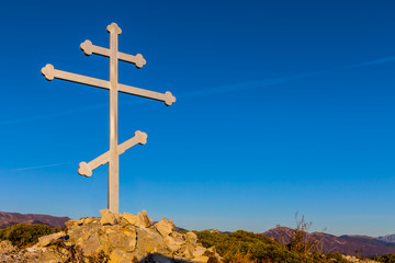 christian cross on the mount top