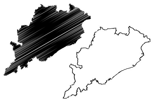 Odisha (States and union territories of India, Federated states, Republic of India) map vector illustration, scribble sketch Orissa (Utkala) state map