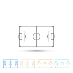 Football field or soccer field icon isolated on white background. Set elements in colored icons. Flat design. Vector Illustration