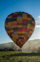 hot air balloon misty take off vertcal