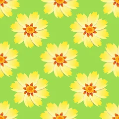 Foto op Canvas Floral background. Vector seamless pattern. Ornament for textiles on green background. Colorful flowers. The elegant the template for fashion prints. © hamara