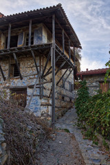 The old city Palaios Panteleiomonas, tourist attraction in Greece. Leptokaria travel destination in east Macedonia.