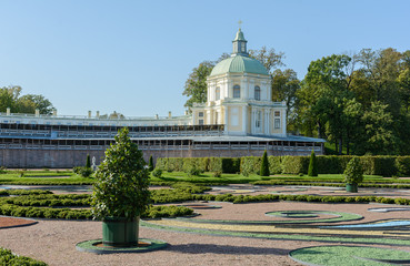 Fototapeta na wymiar The palace and park ensemble Oranienbaum was founded by A. Menshikov. 