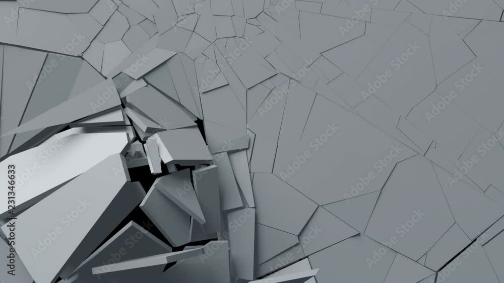 Poster abstract 3d rendering of cracked surface. animated cgi background design with broken shape. wall des