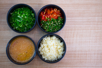 Sauces and condiments for Shabu and Sukiyaki