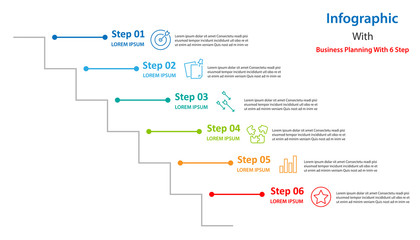 infographic element design 6 step, infochart planning