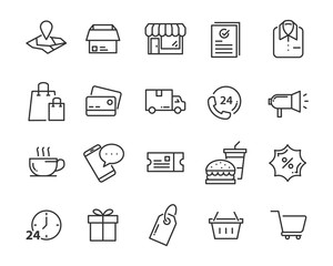 set of send icons, such as delivery, transport, mail, service