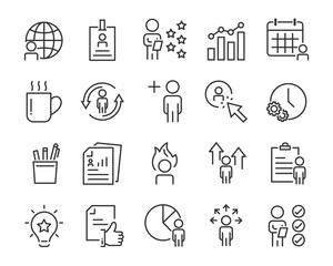 set of job seach icons ,such as work, career, traning, business, skill, meeting