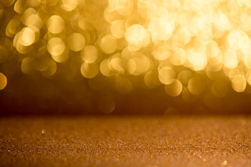 gold glitter vintage lights bokeh abstract background.