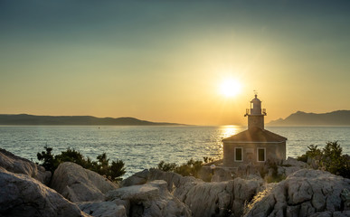 Fototapeta na wymiar Beautiful sunset in Makarska, Croatia