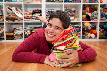 Happy craft person at home