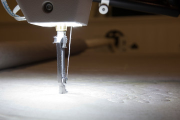 Sewing machine close up copy space