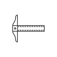 Black & white vector illustration of straight edge with t-square. Line icon of instrument for architect, drafter, engineer. Technical & mechanical drawing tool. Isolated object