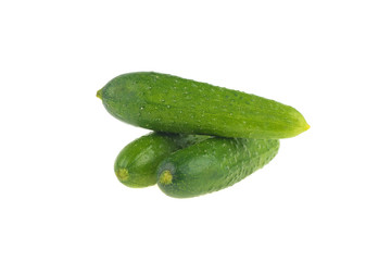 green cucumbers isolated on white background