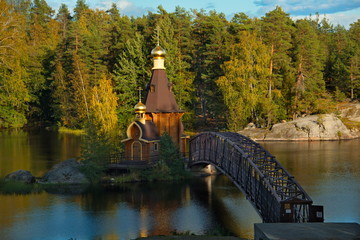 Russia. Karelia. The Church of St. Andrew on the river Vuoksa