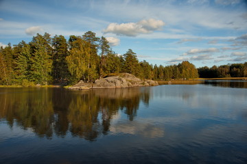 Russia. Karelia, Sunny day on the Vuoksa river