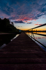 Naklejka premium Colorful sunset over the lake