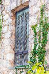 Old window details of Tatoi Palace which is a former Greek Royal Family summer residence and...