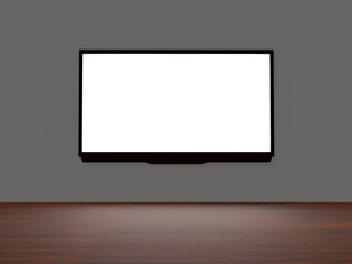 Modern LED TV on a wall. 3D rendering