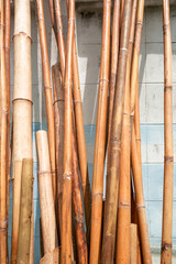 Bamboo lean against wall, raw material