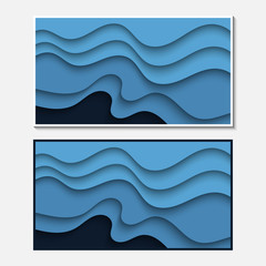 Banner with wavy lines. Abstract wavy paper cut background.