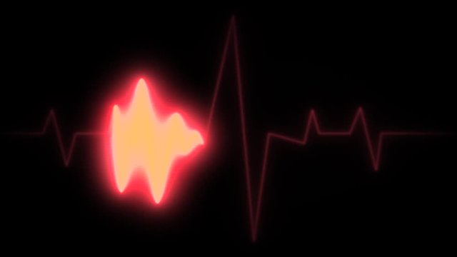 4k Medical Heart Pulsation Wave Signal/
Animation of a health technology background with red sine wave of heart pulsation signal