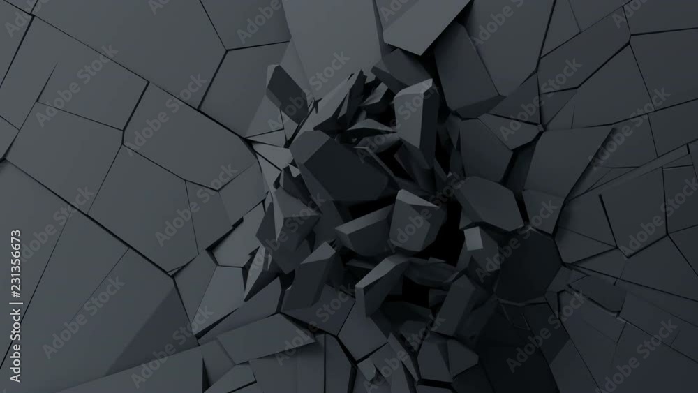 Poster abstract 3d rendering of cracked surface. animated cgi background design with broken shape. wall des