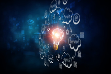 Innovative technology background. Mixed media