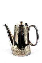 Vintage Antique Steam Punk Style Kettle Teapot on White Background