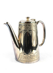 Vintage Antique Steam Punk Style Kettle Teapot on White Background